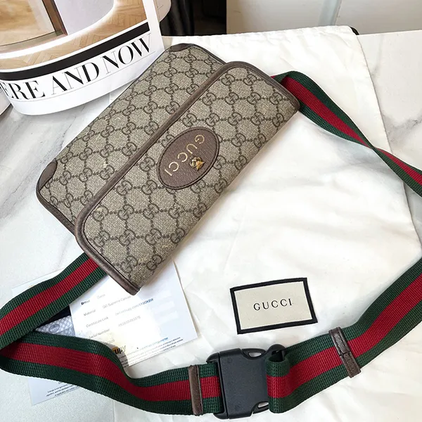 Túi Đeo Chéo Unisex Gucci Neo Vintage GG Supreme Belt Bag Brown 493930-9C2VT-8745 Màu Nâu Be