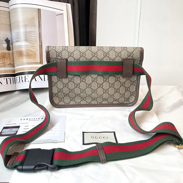 Túi Đeo Chéo Unisex Gucci Neo Vintage GG Supreme Belt Bag Brown 493930-9C2VT-8745 Màu Nâu Be