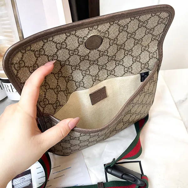 Túi Đeo Chéo Unisex Gucci Neo Vintage GG Supreme Belt Bag Brown 493930-9C2VT-8745 Màu Nâu Be
