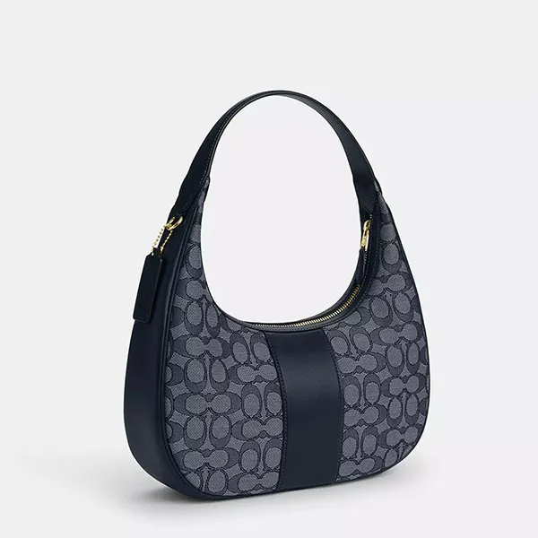 Túi Đeo Vai Nữ Coach Carmen Shoulder Bag In Signature Jacquard CV001 Màu Xanh Navy - Túi xách - Vua Hàng Hiệu