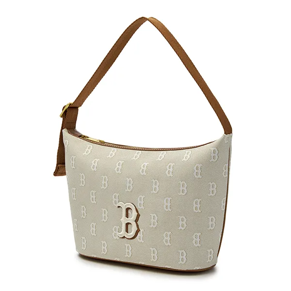 Túi Đeo Vai Nữ MLB Classic Monogram Jacquard Hobo Bag Boston Red Sox 3ABQM015N-43BGL Màu Be Phối Nâu - Túi xách - Vua Hàng Hiệu