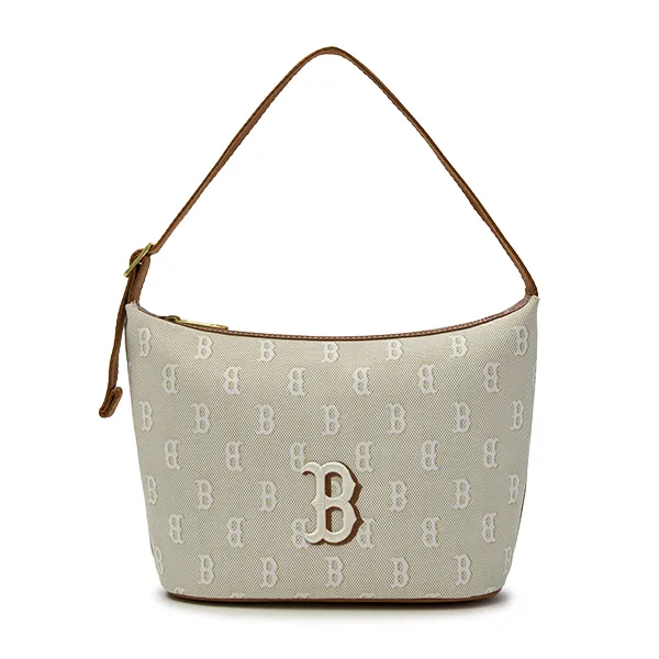 Túi Đeo Vai Nữ MLB Classic Monogram Jacquard Hobo Bag Boston Red Sox 3ABQM015N-43BGL Màu Be Phối Nâu - Túi xách - Vua Hàng Hiệu