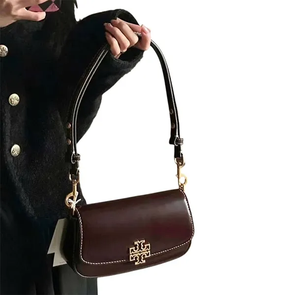 Túi Đeo Vai Nữ Tory Burch Britten Leather Smooth Convertible Shoulder Bag 141016 Màu Đỏ Mận