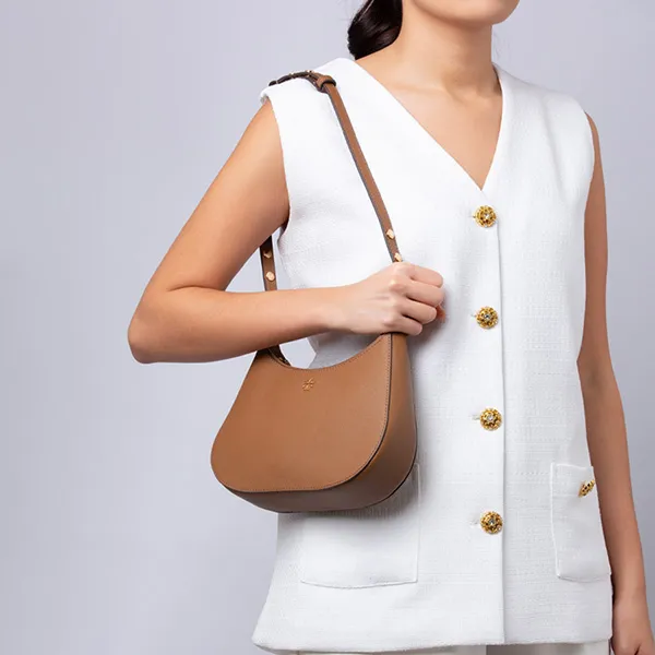 Túi Đeo Vai Nữ Tory Burch Emerson Saffiano Leather Shoulder Bag 150258 Màu Nâu - Túi xách - Vua Hàng Hiệu