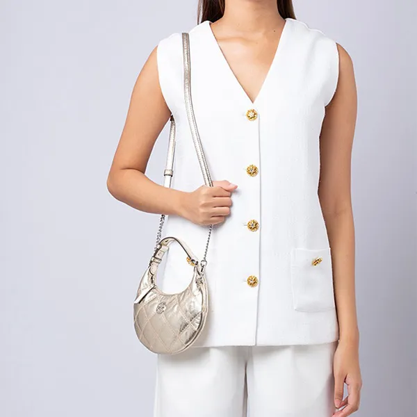Túi Đeo Vai Tory Burch Willa Metallic Mini Crescent Bag Spark 152037 Gold - Túi xách - Vua Hàng Hiệu