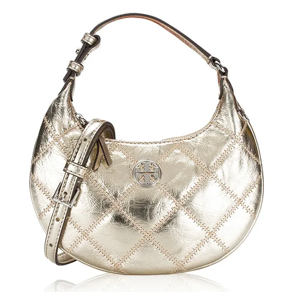 Túi Đeo Vai Tory Burch Willa Metallic Mini Crescent Bag Spark 152037 Gold - Túi xách - Vua Hàng Hiệu
