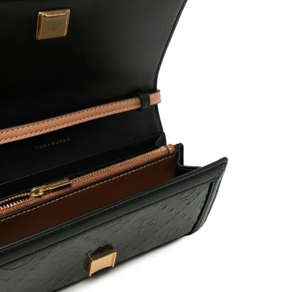 Túi Đeo Chéo Nữ Tory Burch Monogram Patent Leather Wallet Crossbody Bag 139997 Màu Đen - Túi xách - Vua Hàng Hiệu
