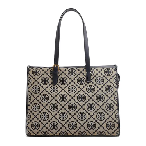 Túi Tote Tory Burch T Monogram Bag Màu Đen Be - Túi xách - Vua Hàng Hiệu