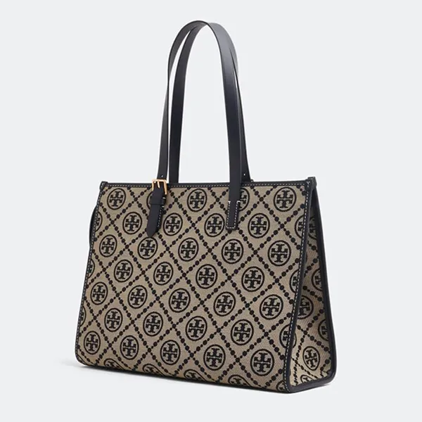 Túi Tote Tory Burch T Monogram Bag Màu Đen Be - Túi xách - Vua Hàng Hiệu
