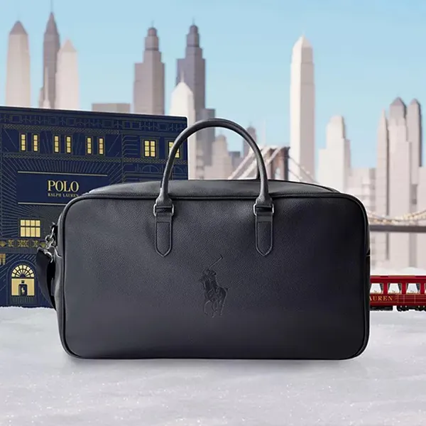 Túi Trống Du Lịch Ralph Lauren Faux Leather Bag Màu Xanh Đen