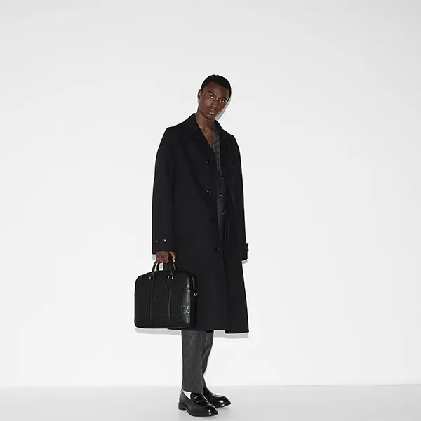 Túi Đựng Laptop Nam Gucci Jumbo GG Briefcase In Black Leather 792264 AABY0 1000 Màu Đen