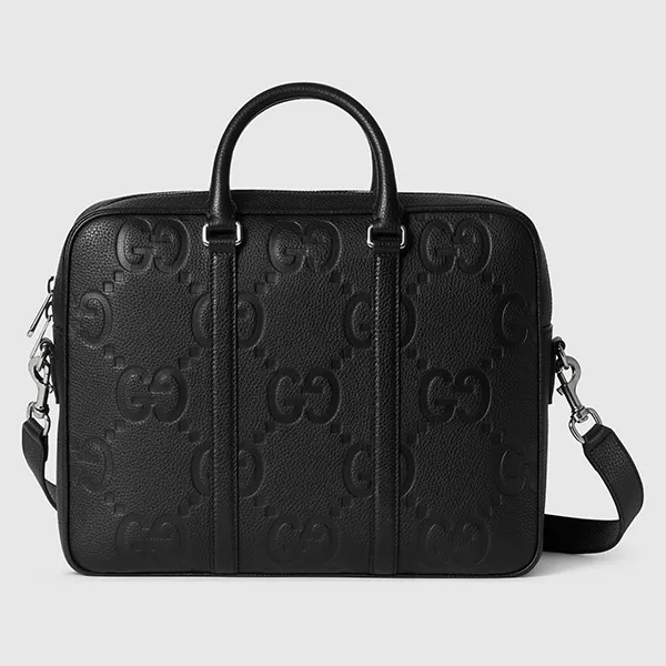 Túi Đựng Laptop Nam Gucci Jumbo GG Briefcase In Black Leather 792264 AABY0 1000 Màu Đen