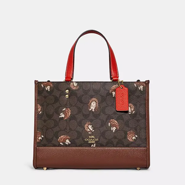 Túi Xách Nữ Coach Dempsey Carryall Bag In Signature Canvas With Hedgehog Print CC428 Màu Nâu Đen