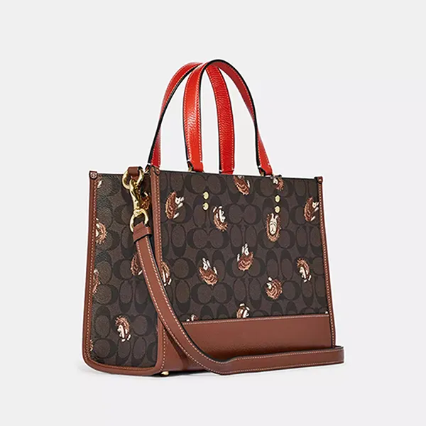 Túi Xách Nữ Coach Dempsey Carryall Bag In Signature Canvas With Hedgehog Print CC428 Màu Nâu Đen
