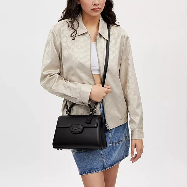 Túi Xách Nữ Coach Silver Blush Eliza Top Handle Bag CT852 Black Màu Đen