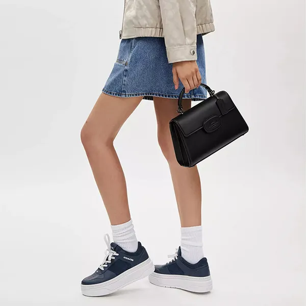 Túi Xách Nữ Coach Silver Blush Eliza Top Handle Bag CT852 Black Màu Đen
