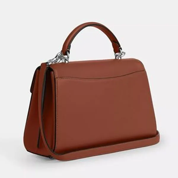 Túi Xách Nữ Coach Silver Blush Eliza Top Handle Bag CT852 Redwood Màu Nâu