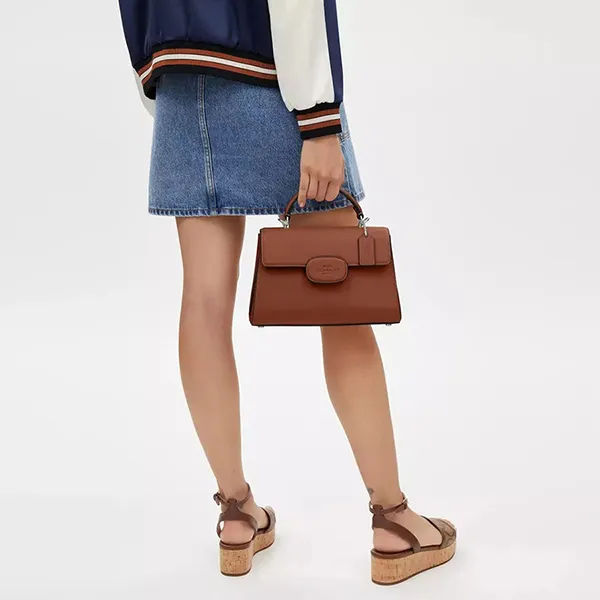 Túi Xách Nữ Coach Silver Blush Eliza Top Handle Bag CT852 Redwood Màu Nâu