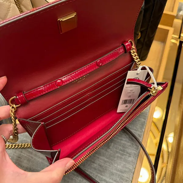 Túi Xách Nữ Tory Burch Willa Quilted Leather Chain Wallet Crossbody Clutch 164057 Bag Sorrel Màu Đỏ
