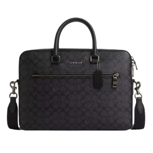 Túi Xách Tay Nam Coach Ethan Slim Brief In Signature Canvas CV917 Màu Đen