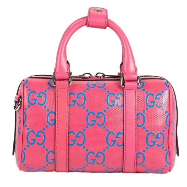 Túi Xách Tay Nữ Gucci Perforated Leather Duffle Handle Bag 725292AABDQ 5745 Màu Hồng