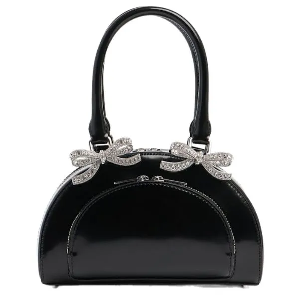 Túi Xách Tay Nữ Self-Portrait Mini Leather Curved Top Handle Bag 80I-ZGT001 Màu Đen - Túi xách - Vua Hàng Hiệu