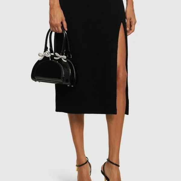 Túi Xách Tay Nữ Self-Portrait Mini Leather Curved Top Handle Bag 80I-ZGT001 Màu Đen - Túi xách - Vua Hàng Hiệu