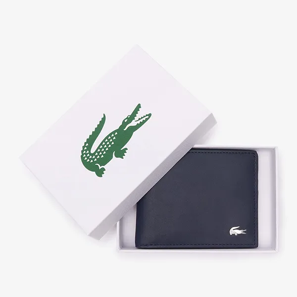 Ví Nam Lacoste Men's Fitzgerald Leather Billfold With ID Card Holder NH1407FG 021 Màu Xanh Navy