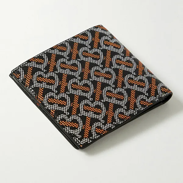 Ví Nam Burberry Logo Print Coated Cotton/ Canvas And Leather Bifold Wallet Màu Đen Họa Tiết