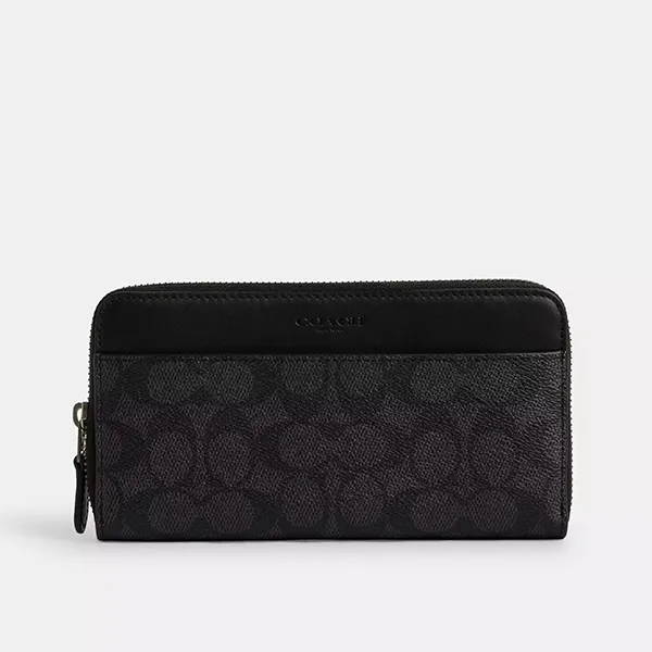 Ví Nam Coach Accordion Wallet In Signature Canvas 25517 N3A Màu Xám Đen