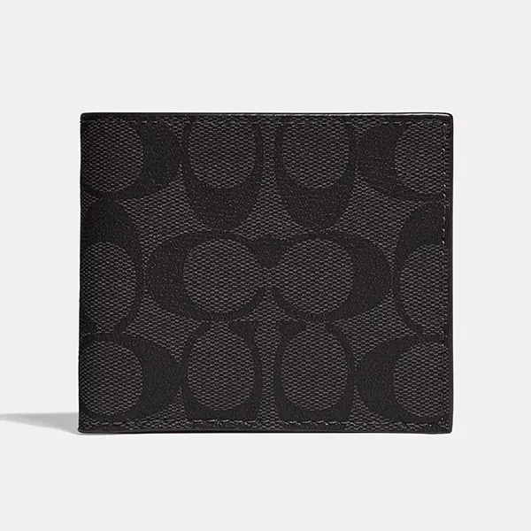 Ví Nam Coach Id Billfold Wallet In Signature Canvas 66551-1 Màu Đen - Túi xách - Vua Hàng Hiệu