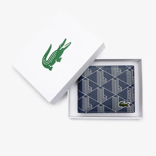Ví Nam Lacoste Medium The Blend Billfold Monogram Marine Laponie NH4483BG M83 Màu Xanh Navy