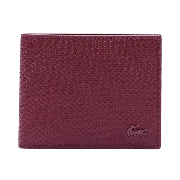 Ví Nam Lacoste Men's Small Piqué Leather Chantaco Billfold NH2824CE N61 Màu Đỏ Đô