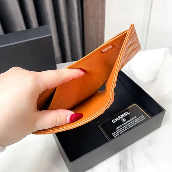 Ví Nữ Chanel Caviar Quilted Compact Flap Wallet Organe Màu Cam - Túi xách - Vua Hàng Hiệu