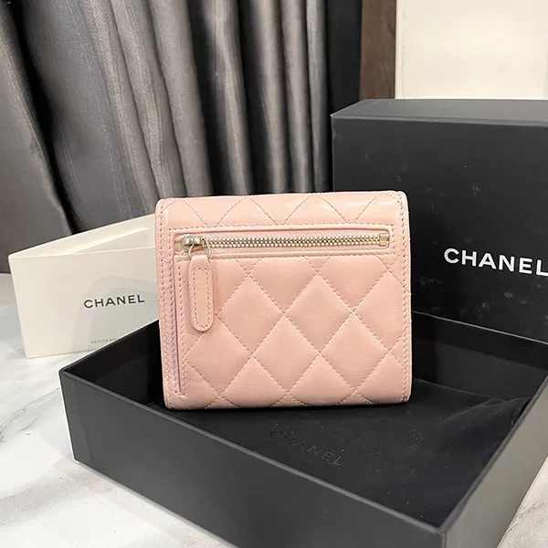 Ví Nữ Chanel Quilted Flap Wallet Tri-fold Wallet Màu Hồng Phấn - Túi xách - Vua Hàng Hiệu