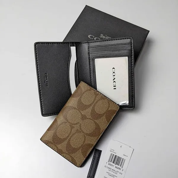 Ví Nữ Coach ID Wallet In Signature Canvas CJ753 Màu Nâu Khaki