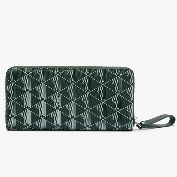 Ví Nữ Lacoste Large Zipped Monogram Billfold NF3958DG M44 Màu Xanh Lá