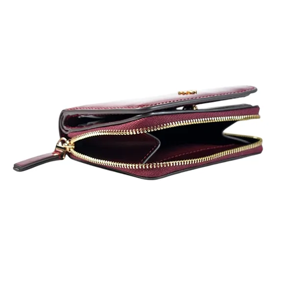 Ví Nữ Tory Burch Britten Gold Logo Màu Đỏ Măng Cụt