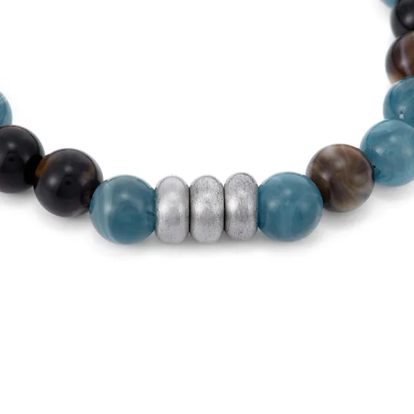 Vòng Đeo Tay Nam Fossil All Stacked Up Blue And Brown Acrylic Beaded Bracelet JA7241040 Màu Xanh Blue Phối Màu