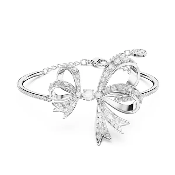 Vòng Đeo Tay Nữ Swarovski Hyperbola Bangle Bow White Rhodium Plated 5647563 Màu Trắng Bạc