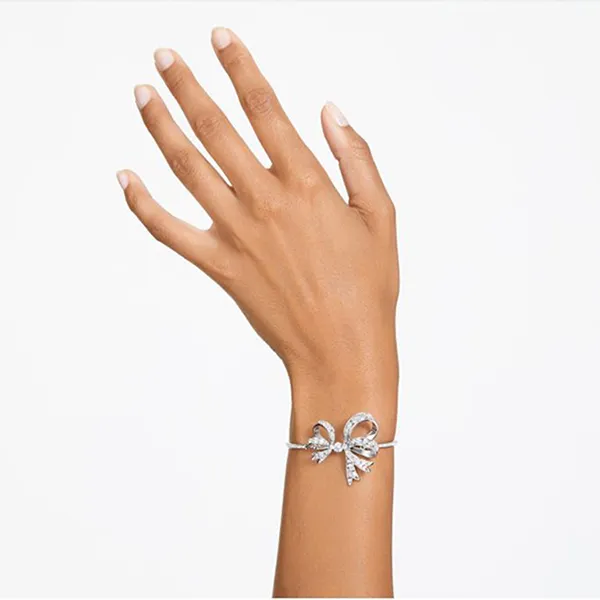 Vòng Đeo Tay Nữ Swarovski Hyperbola Bangle Bow White Rhodium Plated 5647563 Màu Trắng Bạc
