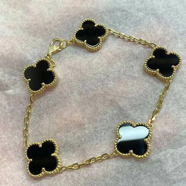 Vòng Đeo Tay Jewery Luxury Alhambra Onyx Gold 18k Yellow Gold Màu Vàng Gold Size 15mm - Trang sức - Vua Hàng Hiệu