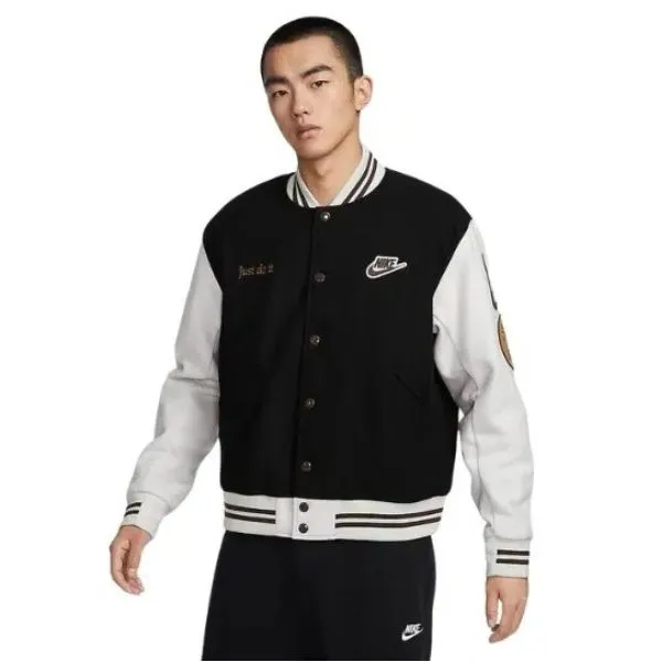 Áo Bomber Nam Nike Sportswear Jackets FV4026-010 Màu Trắng Đen Size S (Form Á)