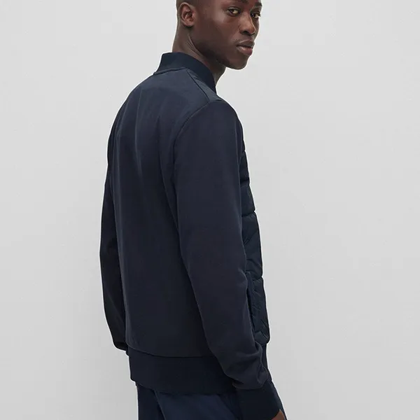 Áo Khoác Nam Hugo Boss Hybrid Zip-Up Sweatshirt With Cotton Terry 50468529 404 Màu Xanh Navy Size L - Thời trang - Vua Hàng Hiệu