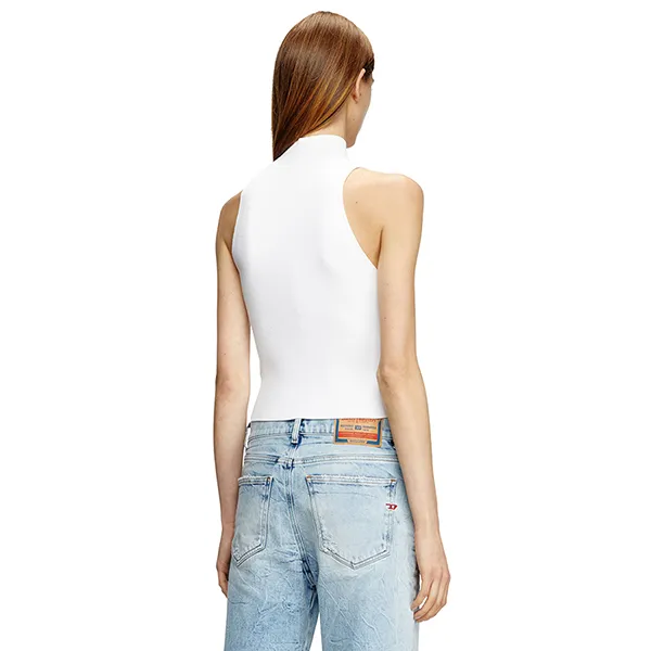 Áo Ba Lỗ Nữ Diesel M-Onervax-Top Ribbed-Knit Turtleneck Top A130200DLAX100 Màu Trắng Size XS