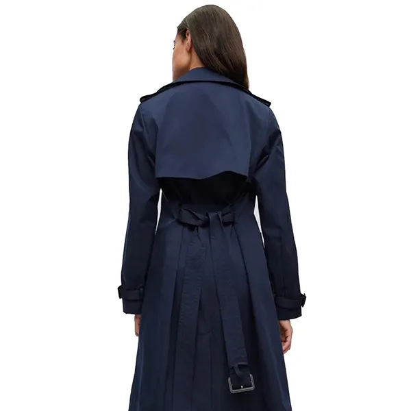 Áo Măng Tô Nữ Hugo Boss Double-Breasted Trench Coat With Buckled Belt Dark Blue Màu Xanh Đậm Size 36 - Thời trang - Vua Hàng Hiệu