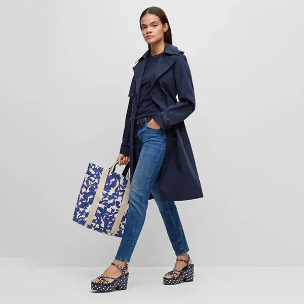 Áo Măng Tô Nữ Hugo Boss Double-Breasted Trench Coat With Buckled Belt Dark Blue Màu Xanh Đậm Size 36 - Thời trang - Vua Hàng Hiệu