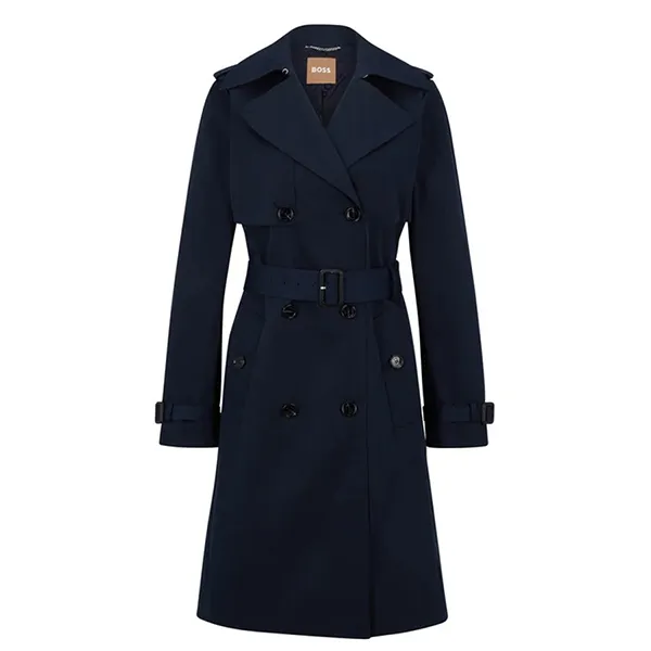 Áo Măng Tô Nữ Hugo Boss Double-Breasted Trench Coat With Buckled Belt Dark Blue Màu Xanh Đậm Size 36 - Thời trang - Vua Hàng Hiệu