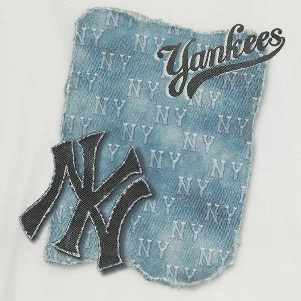 Áo Phông MLB Denimlike Monotive Over Fit Tshirt New York Yankees 3ATSM1053-50IVS Màu Ivory