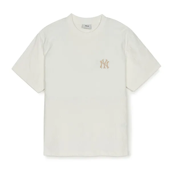Áo Phông MLB Dia Monogram Tonal Jacquard Over Fit Tshirt New York Yankees 3ATSM1353-50IVS Màu Ivory Size S